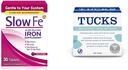 Långsam Fe 45mg Järntillskott för järnbrist tabletter & Tucks Medicated Cooling Pads för hemorrojder, 100 greve