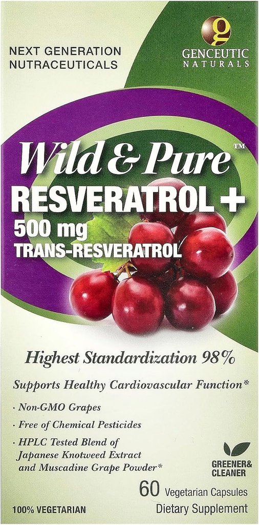 Genceutic Naturals Wild & Pure Resveratrol Kasvissyöjä Kapselit, 60 Count ...