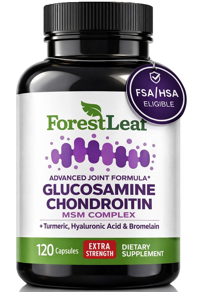 Glukosamiini Chondroitin MSM Complex Supplement - Triple Strength 1200mg Joint Support Supplement for Women & Men with Turmeric, Hyaluronic Acid and Bromelain for Muscle Joustavuus - 120 Caps