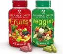 Frukt och Veggies Supplements, 90 Fruit Capsules och 90 Veggies Capsules, Whole Food Supplement med frukt och grönsaker för kvinnor, män och barn | Uppsättning av 1