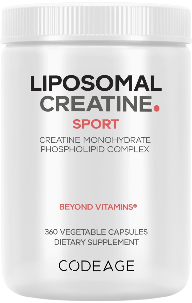 Codeage Liposomal Creatine Monohydraatti Supplement, Pure Creatine 2500mg - 3 kuukautta Supply, Mikronized, Creatinine Muscles Sports Nutrition ja urheilijat, Ei-GMO - 360 kapselia