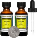 Lugolin jodi / 2% Liuos / 2 Oz Two Amber Glass Pullot / Free Droppers / USA