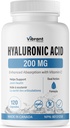 Hyaluronihappolisä 200 mg - 120 kapselia, joissa on C-vitamiinia 100 mg, Joint & Skin Health, ei-muuntogeeninen fermentaatio, gluteeniton, kolmas osapuoli testattu, Biosablet Formula