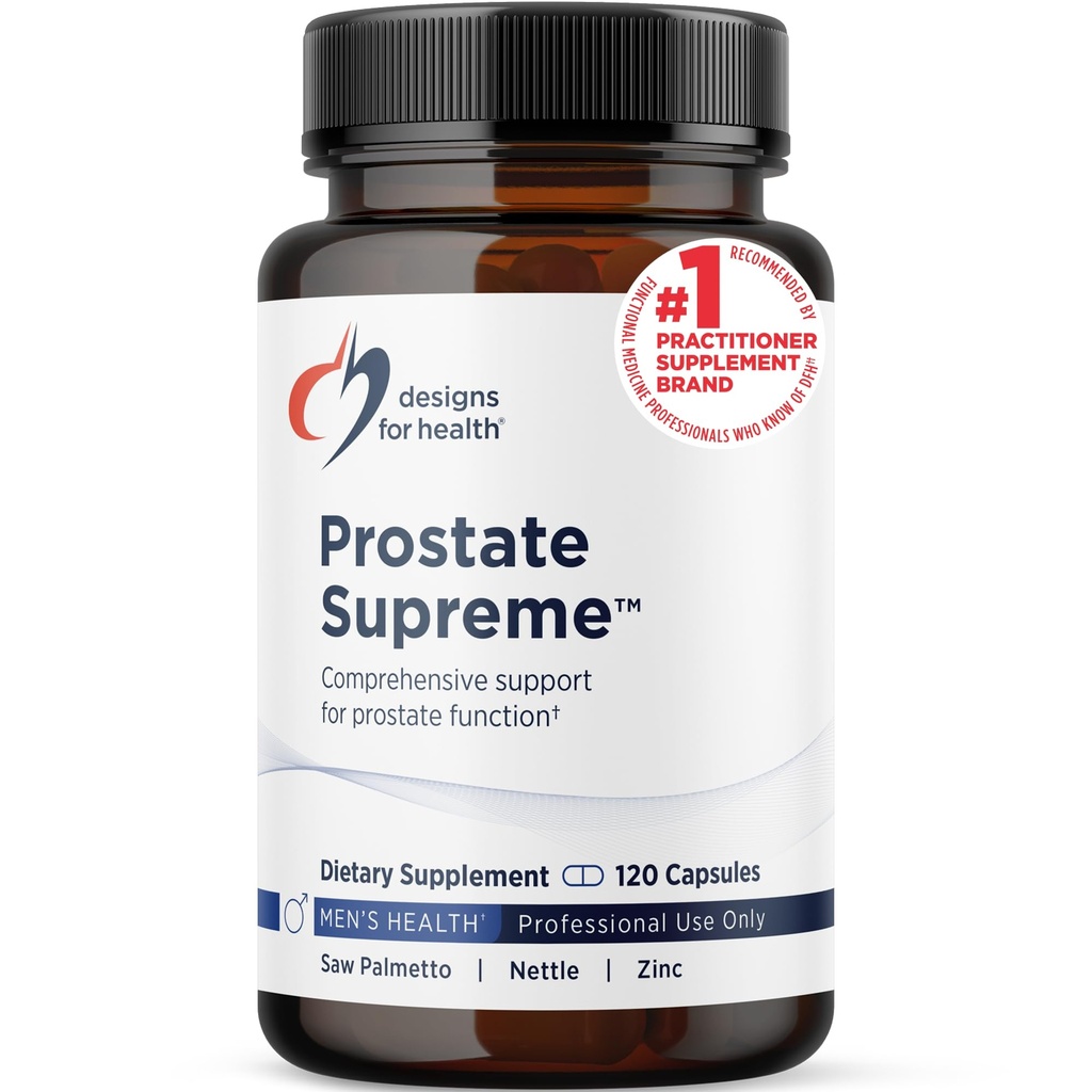 Designs for Health Saw Palmetto Prostate Supplement for Men - Prostate Supreme with Saw Palmetto, DIM, vitamiineja, Nokkonen, Sinkki + Chrysin - Ei-GMO, Soy Free (120 kapselia)