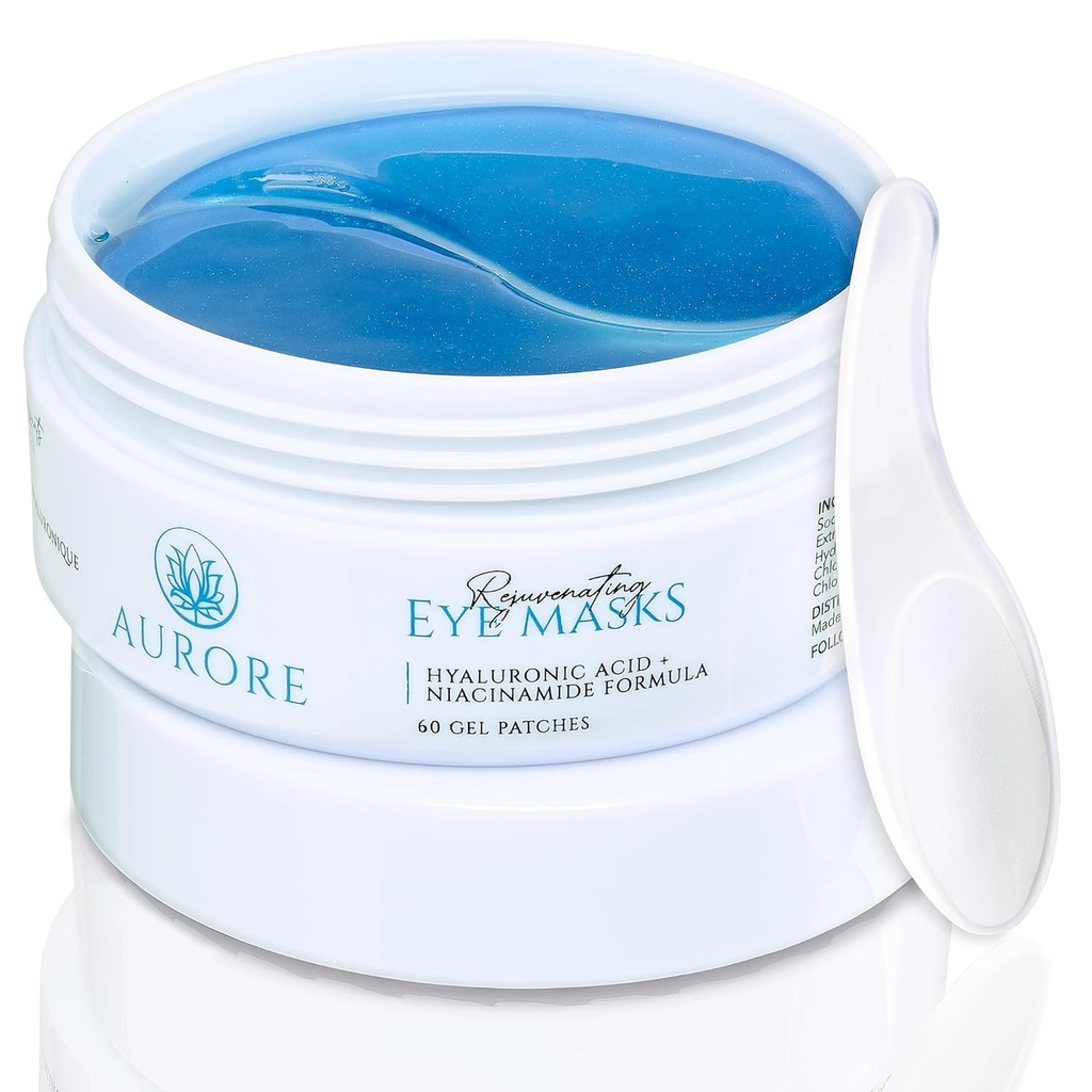 AURORE Under Eye Patches with Hyaluronic Acid, Collagen, Niacinamide - for Puffy Eyes, Dark Circles, ryppyjä, Fine Lines - Hydrating & Brightening, 30 paria (60 geelilaastaria) - nuorentavat silmänaamiot
