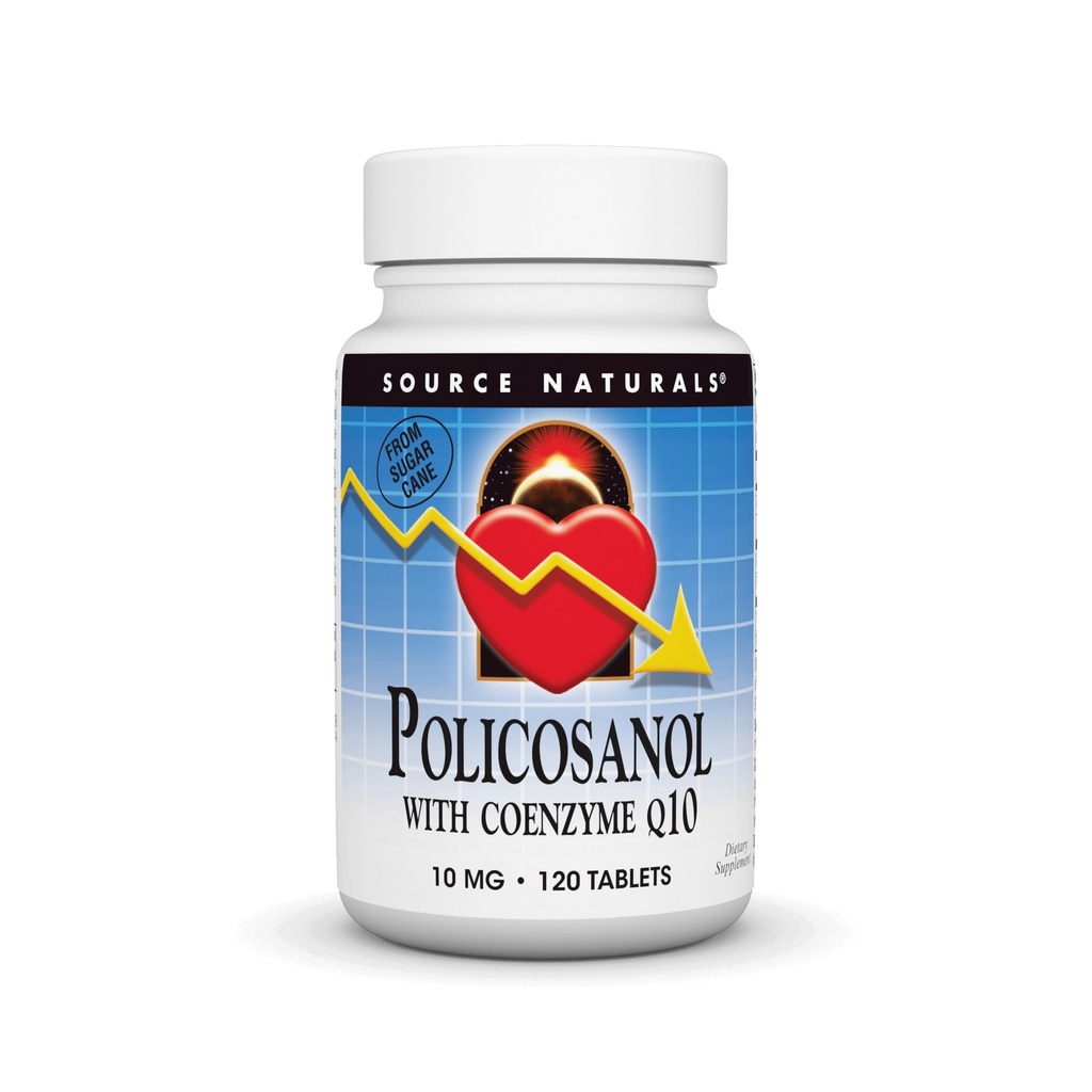 Lähde Naturals Policosanol ja Coenzyme Q10, 10 Mg -120 tablettia
