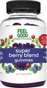 FeelGood Superfoods Super Berry Multivitamin Supplements, Acai, Amla, Lingonberry, Maqui, Bilberry och Aronia Berry Gummies, Berry Flavor, Vegan, Non-GMO, 60 Count