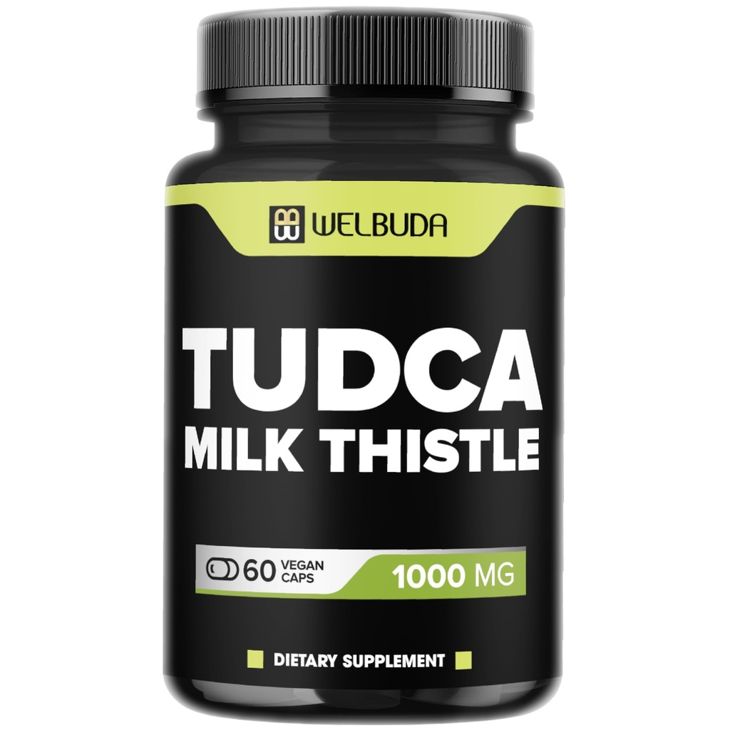 WELBUDA 1000mg Tudca täydentää maito Thistle Extract - 60 vegan kapselia - tuki immuunijärjestelmä, digestio terveys, kehon puhdistus & aivojen terveys