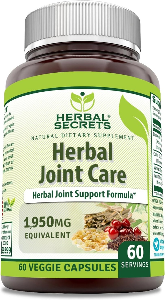 Herbal Secrets Joint Care 1950 Mg per tarjoilu täydentää ... Sisältää Boswellia-uutetta, White Willow, Cat's Claw & Tart Cherry Powder ...