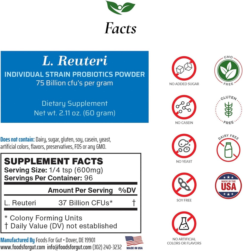 Lactobacillus Reuteri Probiootti Powder 75 Billion cfu's 