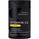 Sports Research Vitamin K2 som MK-7 100mcg med Coconut MCT Oil - 120 Veggie Softgels (4 månaders leverans) Vegan Certified, Non-GMO Verified, Gluten & Soy Free