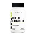 NutraBio Acetyl L-Carnitine (ALCAR) Supplement, 500mg - Tuki Natural Energy Production, Metabolic Management, ja yleistä terveyttä, 90 kapselia