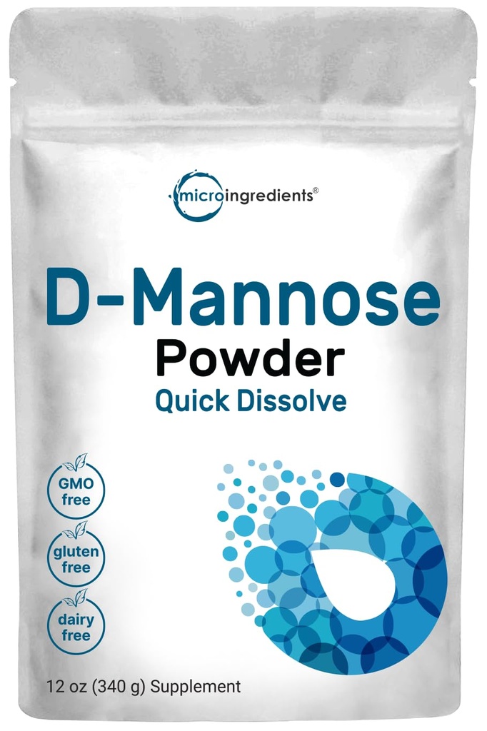 Micro Ingredients D Mannose Powder, Pure Mannose Supplement, Quick Water Soluble, Support Urinary Tract Cleanse & Bladder Health, Premium Mannose för kvinnor och män, Vegan Friendly.