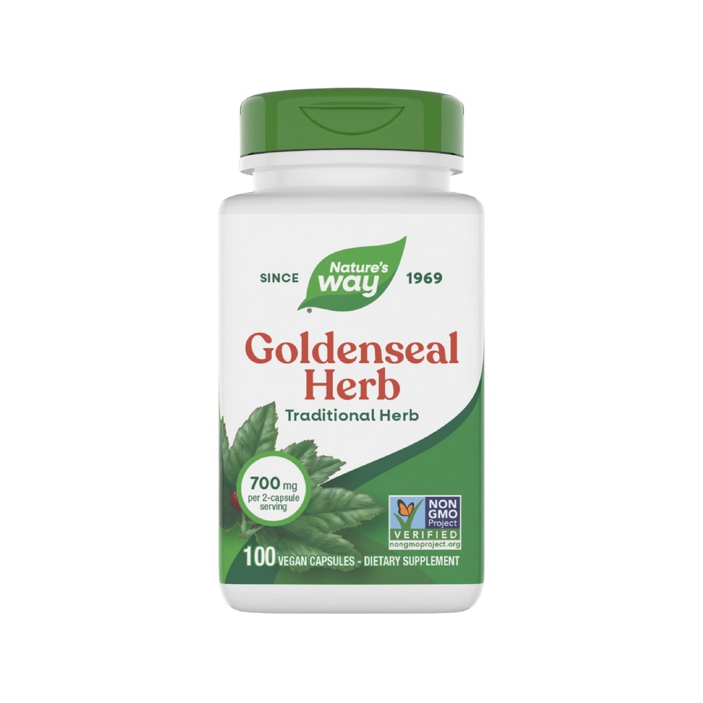 Nature's Way Goldenseal, Perinteinen yrtti, 700 mg per 2-Capsule Serving, Ei-GMO-projekti Varmennettu, Vegan, 100 kapselia