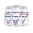 Tutkimus Varmennettu Resveratrol - 98% Trans- Resveratrol 1000 mg, anti-aging tuki - 60 kapselia per pullo - 3 pulloa