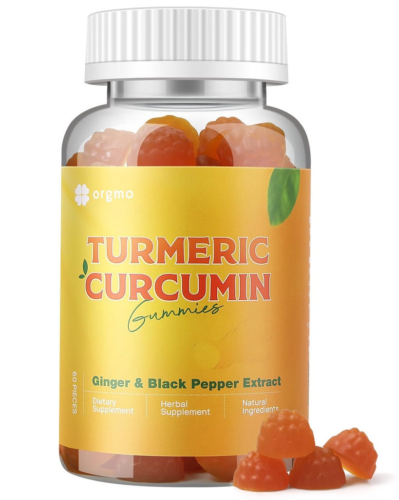 Gummies med svartpeppar för inflammation, gurkmeja och ingefära tillskott för Immune Joint Support, Sugar Free Curcumin Ginger Gummies för vuxna Vegan Non-GMO