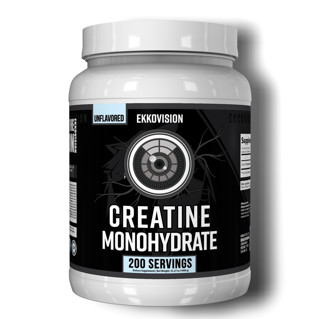 Ekkovision Creatiini Monohydraatti Powder, Micronized, Ei maukasta, Pre Treout & Post harjoitus täydentää miesten ja naisten, energia-tuki, helppo sekoittaa Shakes, Smoothies ja Juomat, 200 tarjoilua