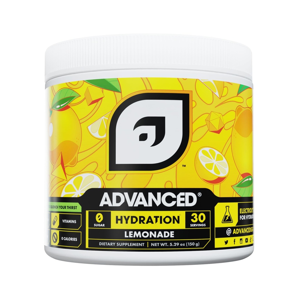 Advanced Hydration High-Performance Electrolyte Drink Mix B-vitamiinit All-Day Hydration - Kofeiiniton, nollakaloria, sokeriton, & Keto Friendly - (30 tarjoilua, sitruunamehu)