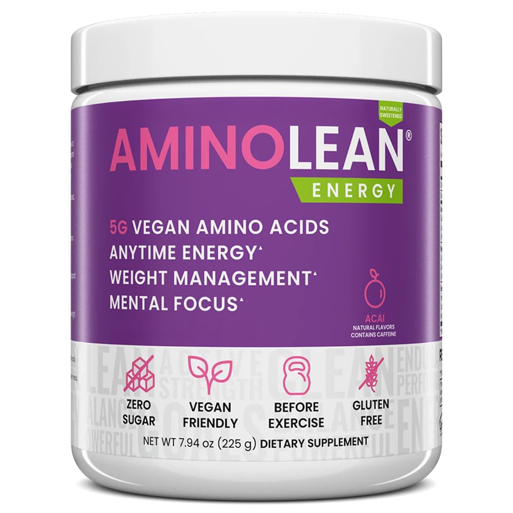 RSP NUTRITION AminoLean Natural Pre harjoitusjauhe, sukraloosi vapaa Amino energia ei keinotekoisia väriaineita, vegaaninen BCAAs ja painonhallinta, Acai, 25 Serv