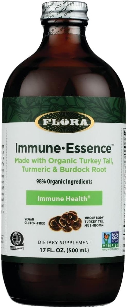 Flora Health Flor-Essence med Turkiet Tail & Turmeric, Rich i polysackarider, 35 + fenoliska föreningar med antioxidanter och immunitetsstöd, 17-fl. oz. Glasflaskan