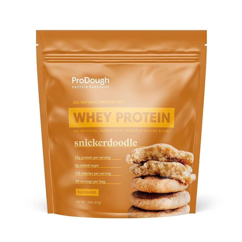 ProDough Gourmet Whey Isolate Hydrolized Protein Powder for Shake Mix- Easy Digest Enzyme Blend, 25g Protein per Serving, Natural Ingredients, Gluteeniton, Keto Friendly (Snickerdoodle)