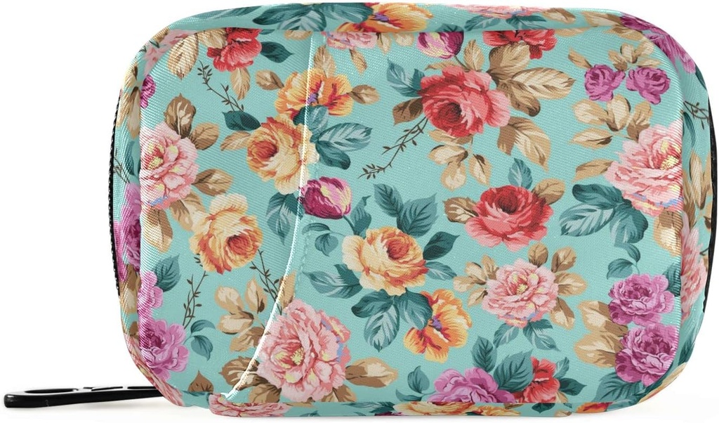 Vaaleanpunainen Orange Violet Flowers Pillerilaatikko 7 päivän pilleri tapauksessa Bag Matka pilleri Organizer Bag kanssa Zipper Kannettava Viikoittain tapauksessa Kompakti koko vitamiini täydentää haltija