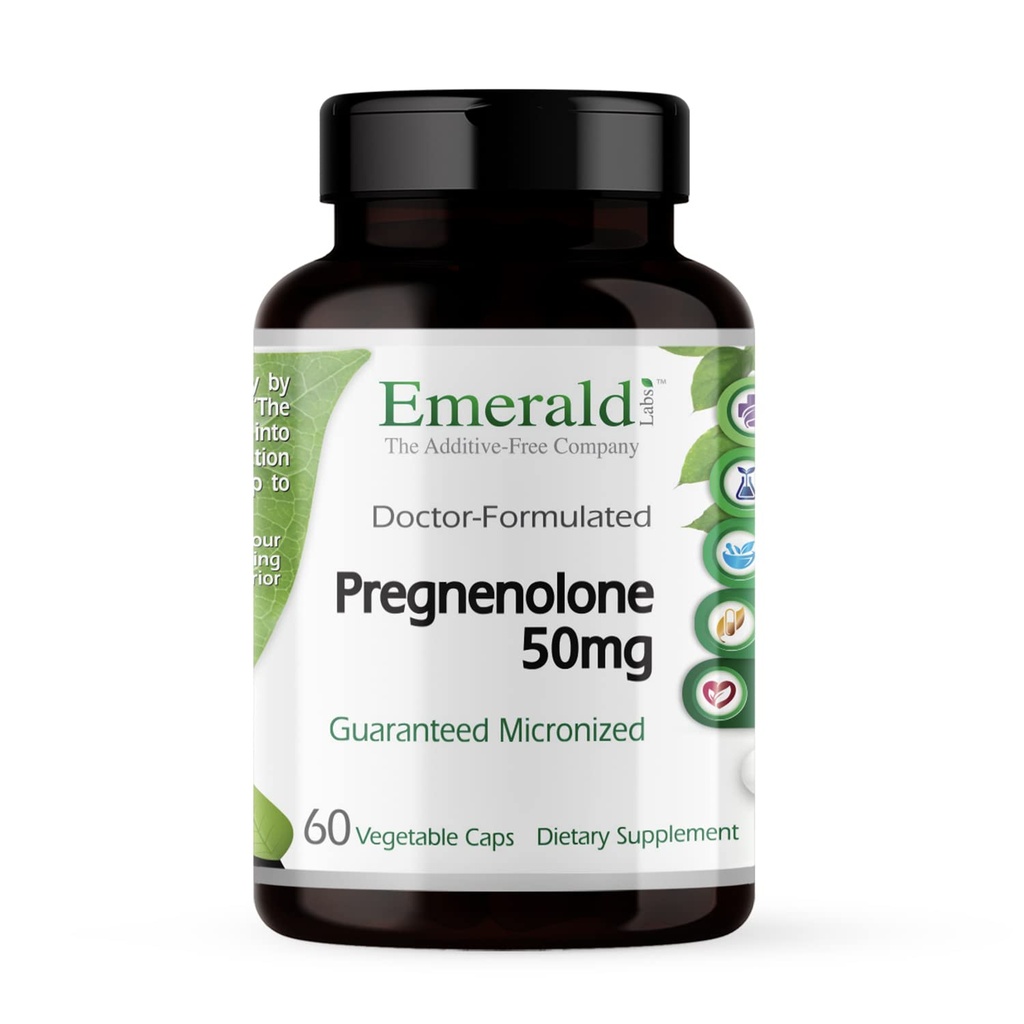 EMERALD LABS Pregnenoloni 50mg - Premium Wellness täydentää Ohje Aivojen terveys, Immuunituki & Hormonaalinen tasapaino - Gluteeniton - 60 Vihanneskapselit (30-päivä tarjonta)
