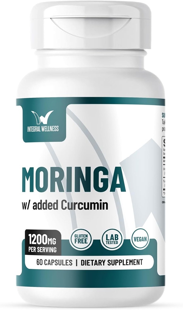 Moringa w/Curcumin kapselit (60 Caps) 1200mg Per Serving - 3rd Party Tested, Filler-free