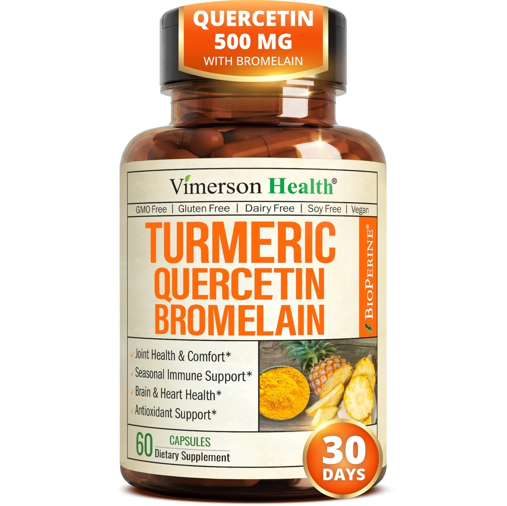 Quercetin ja bromelainkurkumiinin täydennysosa ... Allergian lievittäminen, nivel- ja immuunituki...