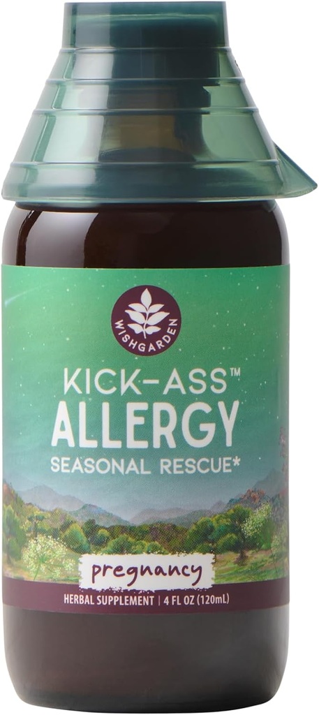 WishGarden Herbs Kick-Ass Allergy for Pregnancy - Plant-Based Herbal Allergy Supplement w/Nettle Leaf, Echinacea & Yerba Santa, Stöder Säkert Frisk Histamin Response till Seasonal Irritants, 4oz