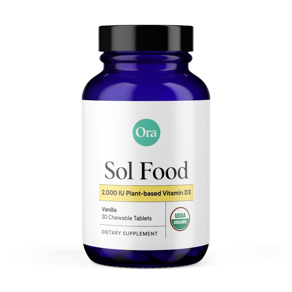 Ora Organic Vitamin D3 2000IU - Vegan Vitamin D Chewables från Lichen för benhälsa, immunsupport och humör | Maximal Absorption - 1 månads leverans, 30 Vegan Chewable Vanilla tabletter