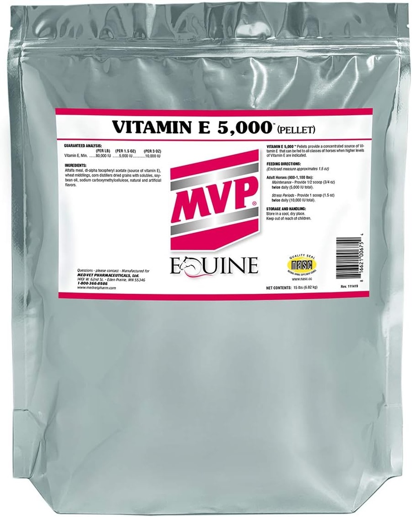 MVP-vitamiini E 5 000 (15lb) Pelleted E-vitamiini hevosille...