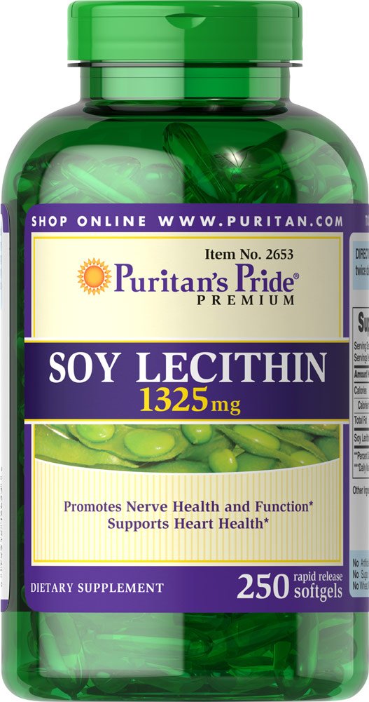 Puritans Pride Soy Lecithin 1325 mg, Hjärtstöd, 250 greve, Naturulse Ad 410