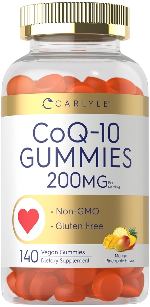 Carlyle CoQ10 200 mg Gummies | 140 greve | Mango Pineapple smak | Vegan, icke-GMO, Gluten fri tillägg