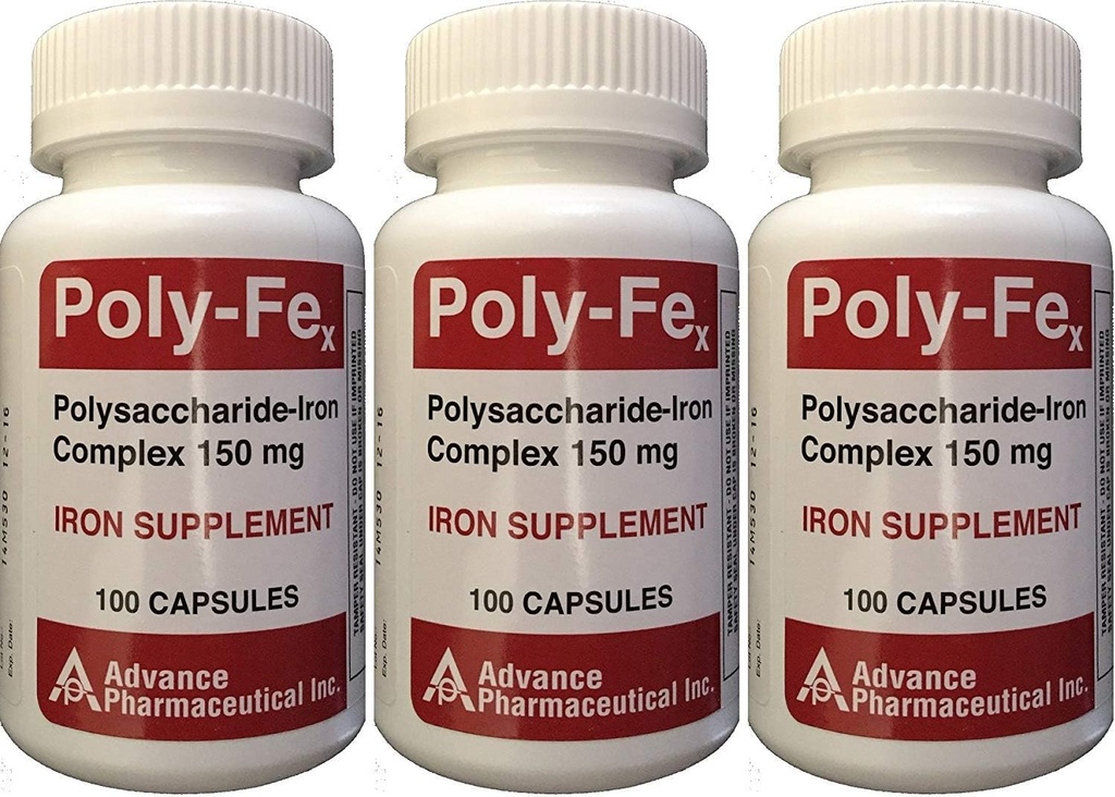 Polysakkaridi Iron Complex 150 mg kapselit Rauta Supplement 100 kapselia/purkki 3 kapselia Yhteensä 300 kapselia