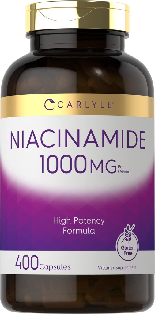Carlyle Niacinamide 1000 mg | 400 kapslar | High Potency Formel | Non-GMO, Gluten Free Supplement