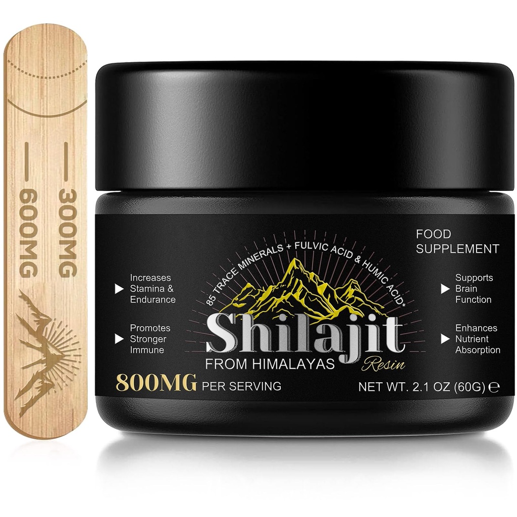 Shilajit Pure Himalayan Resin,Pure Shilajit 85+ Trace Minerals & Fulvic Acid for Energy and Immunity of Miehet ja naiset 2.1 OZ (4 kuukautta toimitus)
