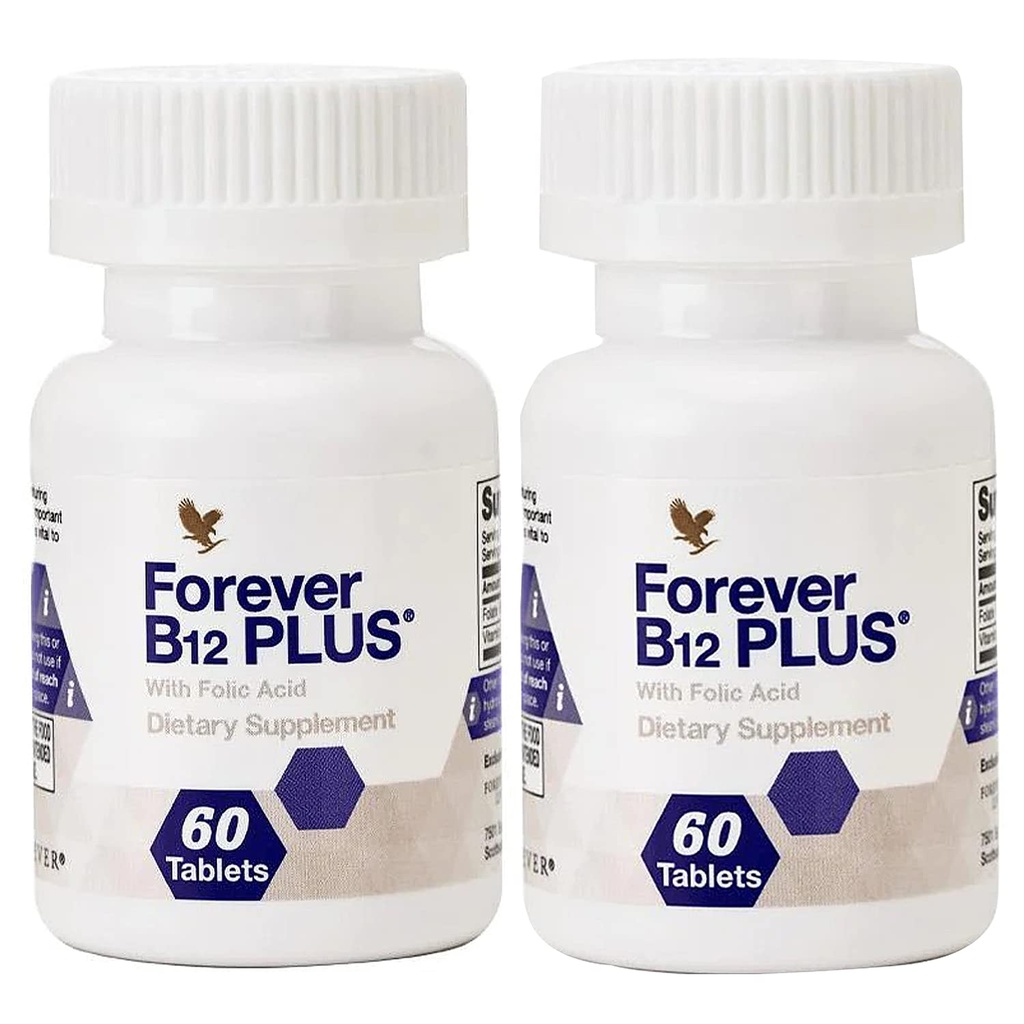 Forever Living - B12 Plus - Essential B Vitamiins for Energy, Immune Support and Red Blood Cell Health - Vegaani, kasvissyöjä ja Gluteeniton - 120 tablettia