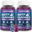 2 Pack 300MG 5-HTP GABA Sleep Supplement Gummies 200 mg L-Theanine Supplement Brain, Mood Stabilizer ja Sleep Support, Melatoniinivapaa, Omega 3-6-9 Natural Zzzs, Mustikka maku