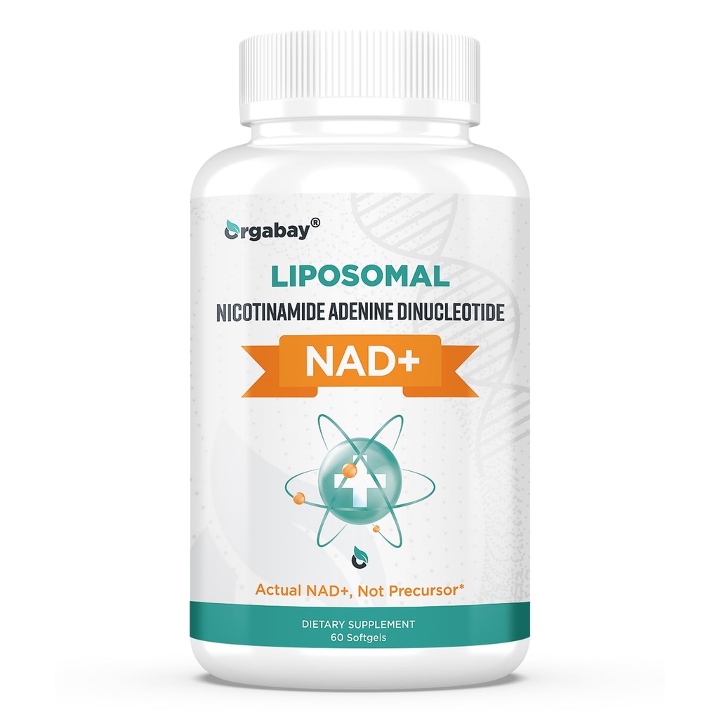 Orgabay Liposomal NAD+ Tillägg 500 mg, hög absorption, öka NAD + med TMG 250 mg, faktiskt NAD Plus mer effektivt än nikotinamid Riboside, stödja cellulär energi, hälsosam åldrande | 60 Softgels
