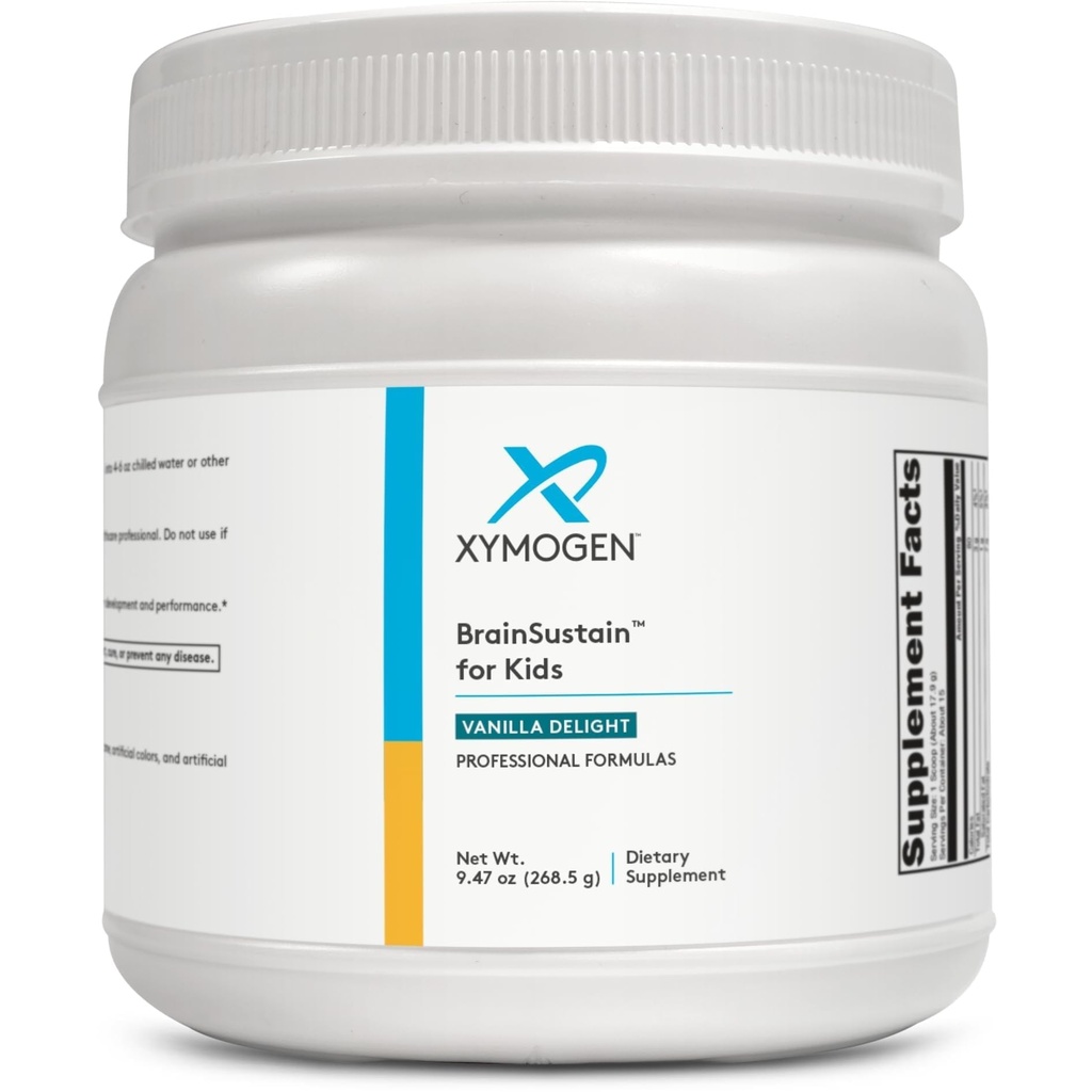 XYMOGEN BrainSustain for Kids - N-asetyyli-L-kysteiini, Alpha Lipoic Acid ja DHA lapsille Focus Support - aivojen lisäravinteet muistia ja keskittyä - ei-GMO, gluteeni, soija + Dairy-free (9.47 oz)