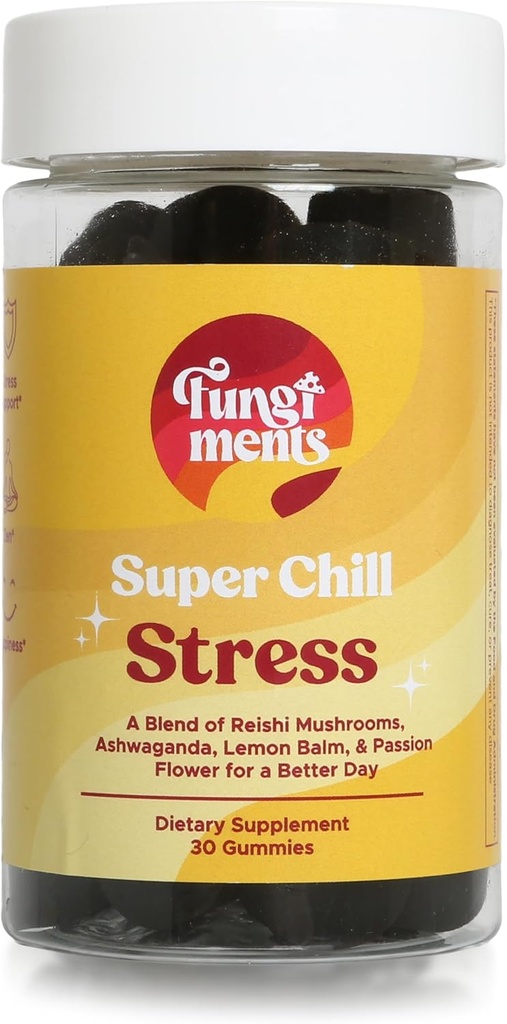 Sienet Super viileä - Sieni täydentää - Reishi Sieni, Ashwagandha, Cortizol, L-Theanine, intohimo kukka - vähemmän stressiä ja parempaa unta (30 sieni Gummies)