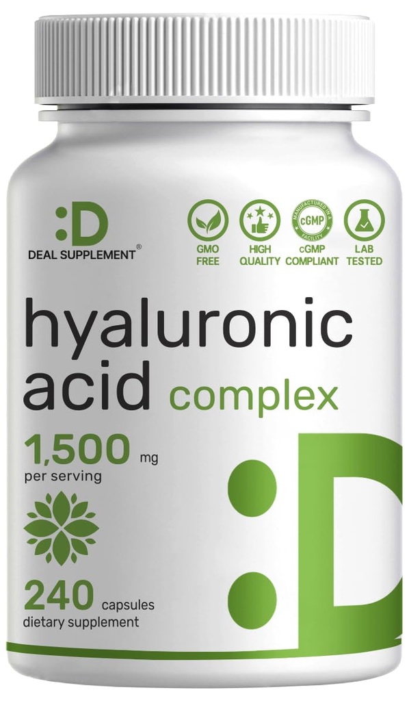 Deal Supplement Hyaluronic Acid Lisäravinteet 1 500 mg ... 240 kapselia, MSM & C-vitamiinia... Pure 95%...