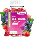 Milk Thistle Gummies, 10-in-1 kasviperäisten Formula maksan Cleanse Detox & Korjaa voikukan juuri, Turmeeric, Artisokka - Optimal Liver Function and Diveral Health - Mixed Berry Flavor