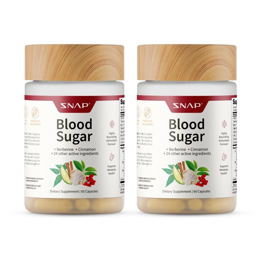 Snap lisäravinteet Verensokeri Blend, CoQ10, kaneli, Alpha Lipoic Acid ja Gymnema, sokeriton, 60 kapselia, 2 pakkaus