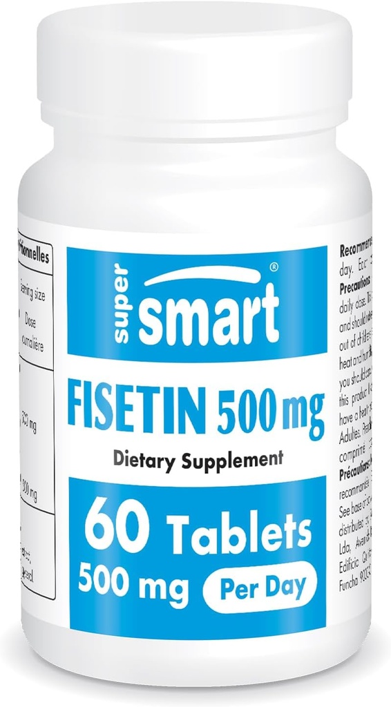 Supersmart - Fisetin 500 mg päivässä (Easy-to-Take) - 98% Pure Fisetin Supplement - Erittäin biologisesti saatavilla Polyfenoli - Potent Senolyyttinen Activator ...