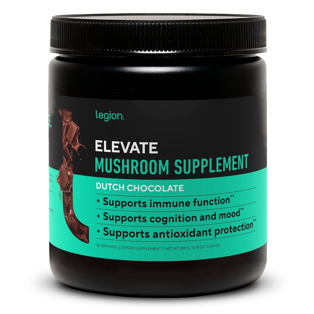 LEGION Herpese Mushroom Supplement Powder - Sieni Blend of Lions Mane Powder, Reishi Powder & Beta-Glucan- Sieni Powder to Boost Immune System, Mood & Performance Dutch Chocolate (30 Servings)