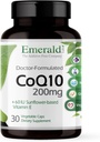 EMERALD LABS CoQ10 200mg - Premium Wellness Supplement med naturlig vitamin E - Stöder antioxidant, cirkulation, energi och hjärthälsa - 30 kapslar (30-dagars leverans)