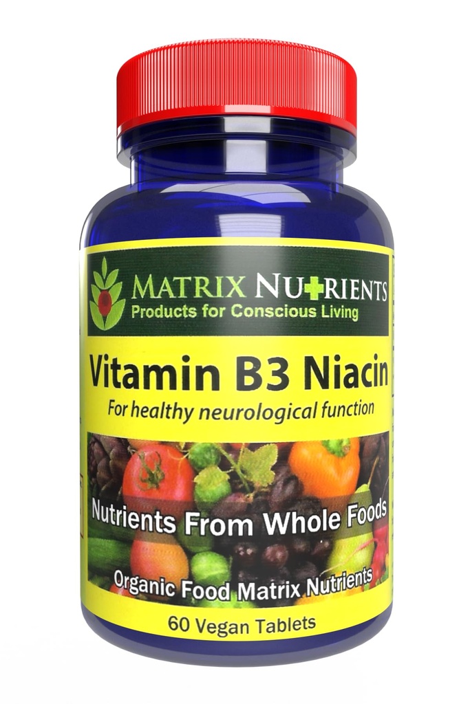 B3-vitamiini NIACIN - Ruoansulatus, sydän ja immuuni tuki! - 100% Organic - Myös parantaa aivojen toimintaa, energiaa ja vähentää stressiä - Vegaanitabletit (60ct)