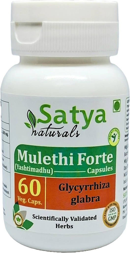 Mulethi Forte kapselit 500 mg. 60 Veg. Kapseli Yastimadhu (Glycyrrhiza Glabra) Pura kapselit miehille ja naisille